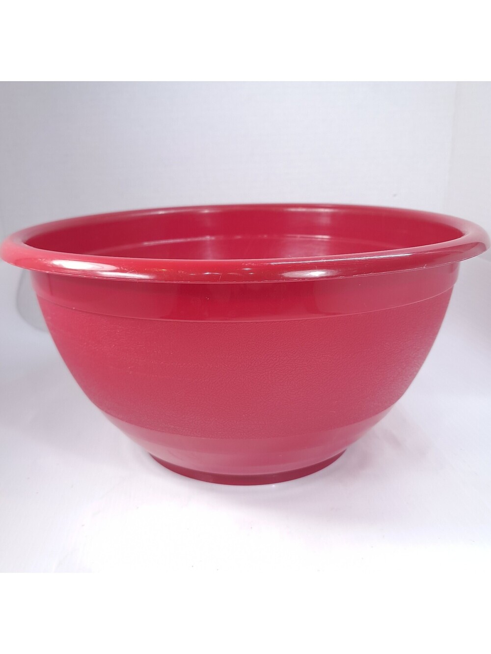Vintage Arrow red bowl plastic mixing popcorn snack serving textured stripe USA